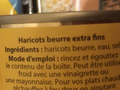 Haricots Beurre extra fins - Ingredients - fr