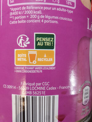 2 boîtes Légumes couscous - Recycling instructions and/or packaging information - fr