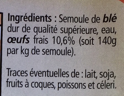Tagliatelles - Ingredientes - fr