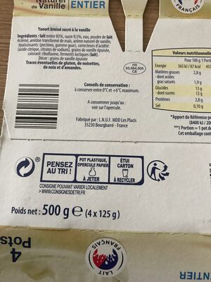 Yaourt brassé vanille - Instruction de recyclage et/ou informations d'emballage