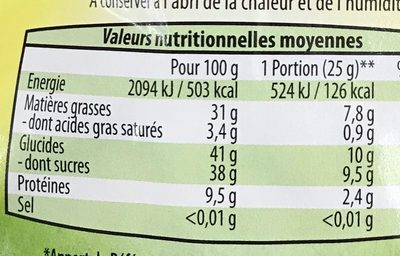 Mélange Gourmand - Tableau nutritionnel
