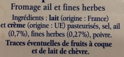 Ail et fines herbes fromage à tartiner - Ingredients - fr