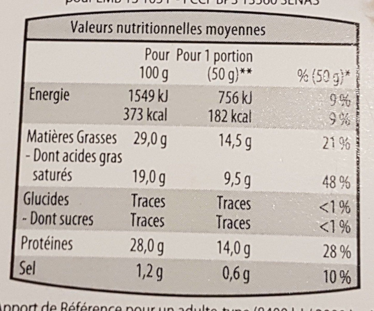 Emmental 10 tranches - Nutrition facts - fr