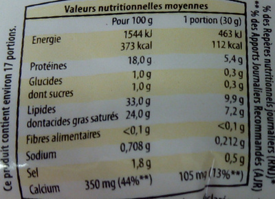 Petit Brie (33 % MG) - Voedingswaarden - fr
