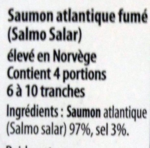 Saumon atlantique fumé - Ingrédients
