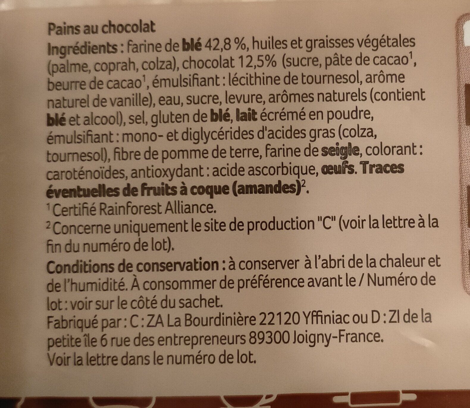 10 pains au chocolat - Ingrediënten - fr