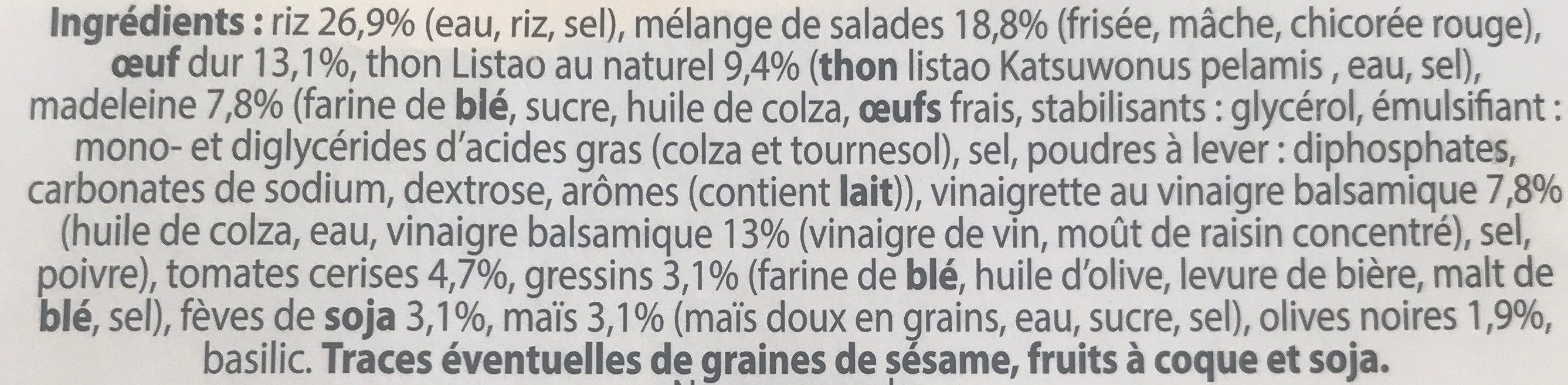 Salade repas riz salade œuf crudités thon - Ingredients - fr