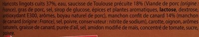 Cassoulet au Confit de Canard  et Saucisse de Toulouse - Ingredients - fr
