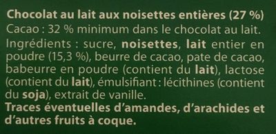 Lait noisette - Ingrediënten - fr