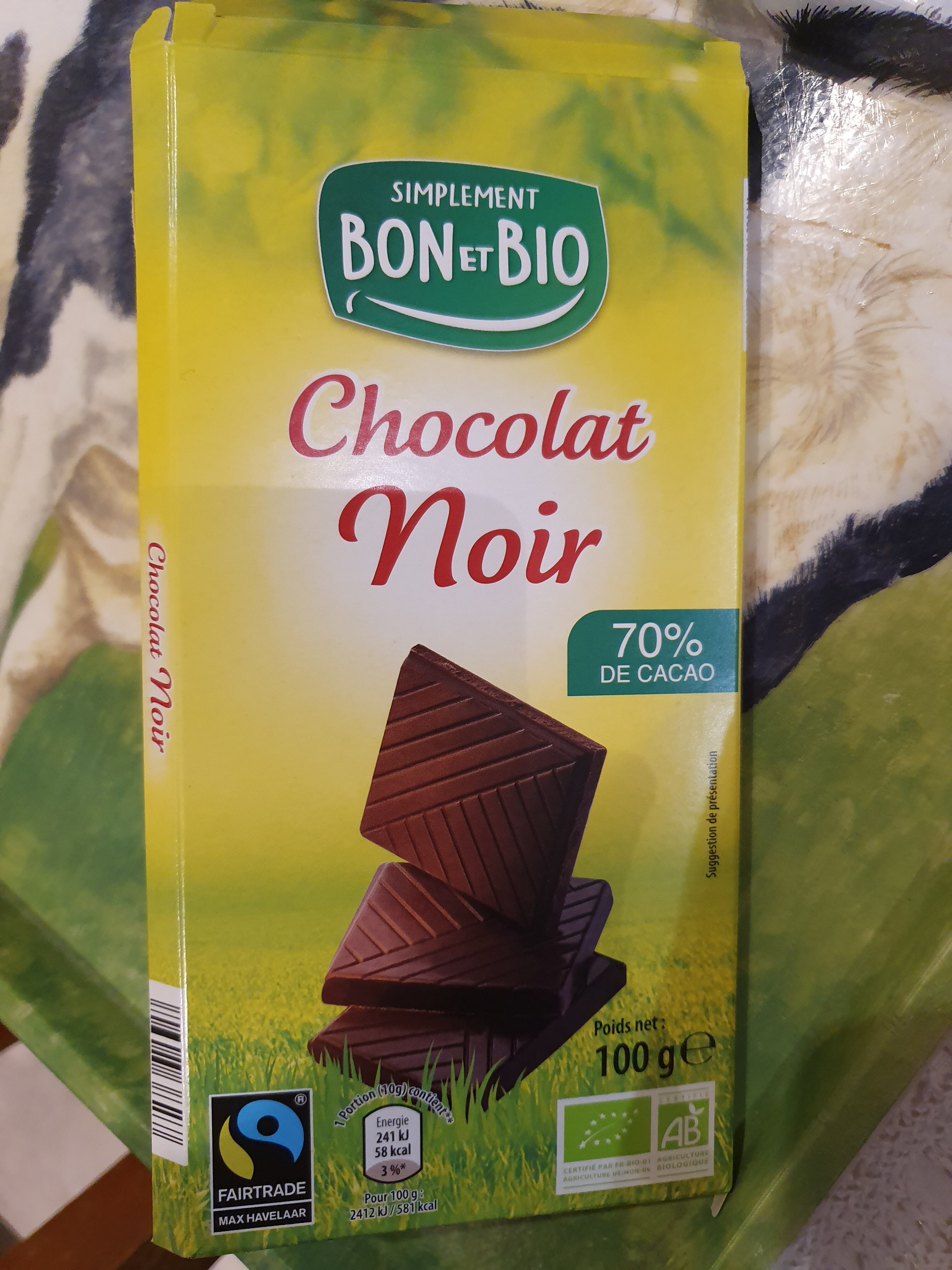Chocolat noir bio 70% cacao - Produit