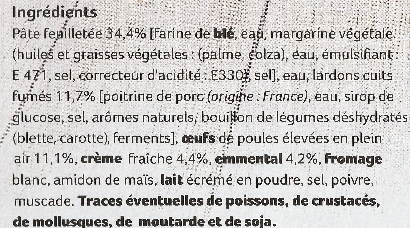 Quiche Lorraine - Ingrédients