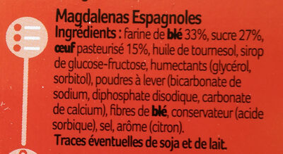 Madeleine espagnole - Ingredientes - fr