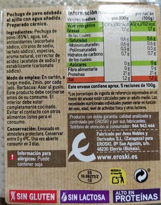 Pechuga pavo adobafa - Nutrition facts - es