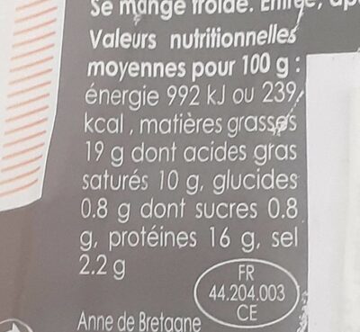 Andouille de Guémené fumée - Nutrition facts