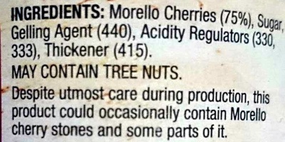Morello Cherry Premium Fruit Spread - Ingredients