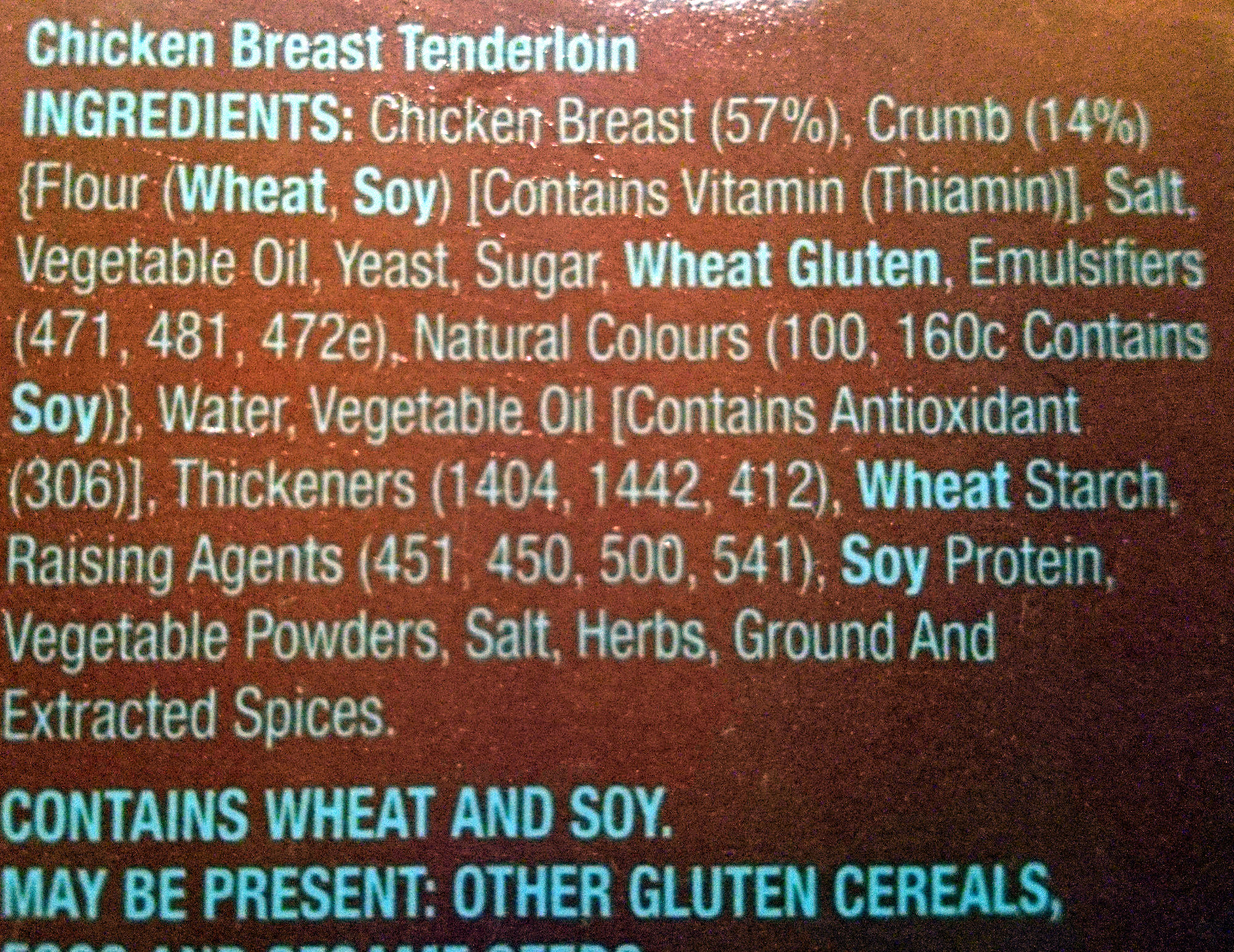 Chicken breast tenders - Ingredients