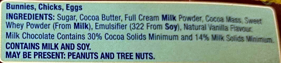 Milk Chocolate Easter Figures - Ingredients