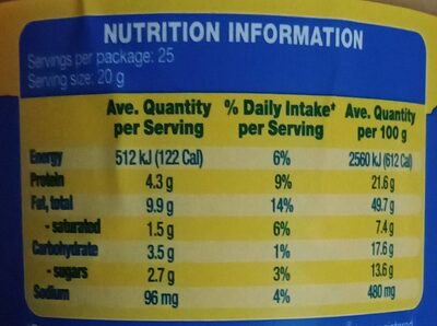Peanut Butter Smooth - Nutrition facts