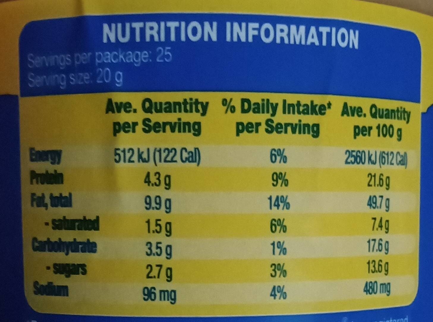 Peanut Butter Smooth - Nutrition facts