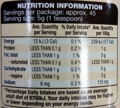 Stonemill Crushed Chilli - Nutrition facts