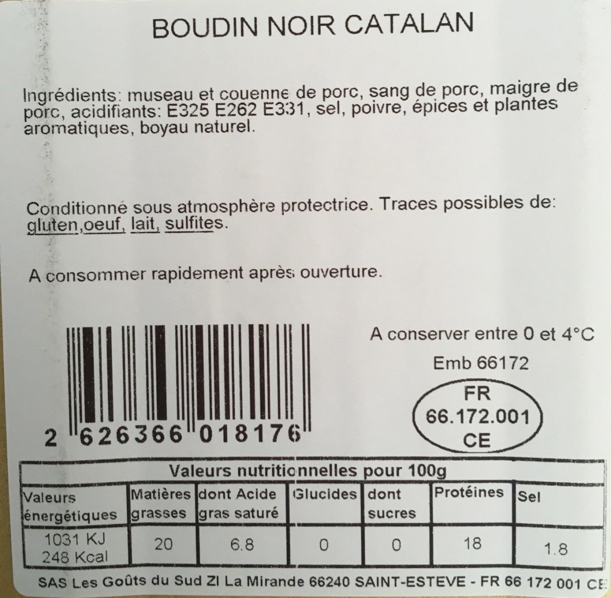 Boudin noir catalan - Ingredients - fr