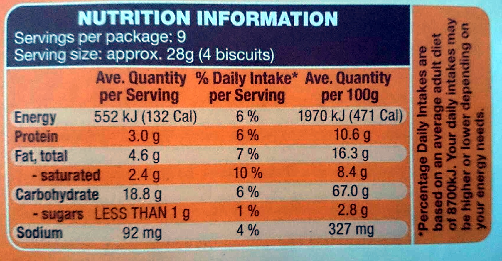 Prista Crispbread Original - Nutrition facts