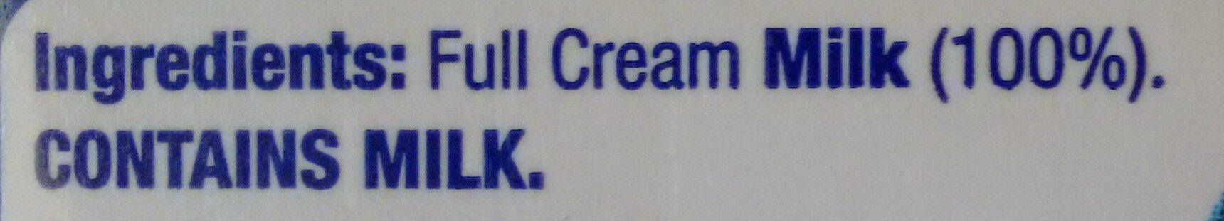 Full cream milk - Ingredients