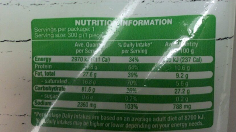 Gozleme feta & spinach - Nutrition facts