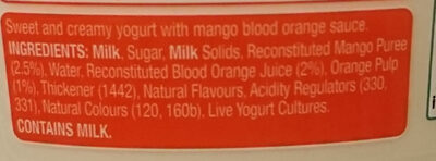Fruit Swirled Mango Blood Orange Premium Yoghurt With a Fruit Swirl - Ingredients