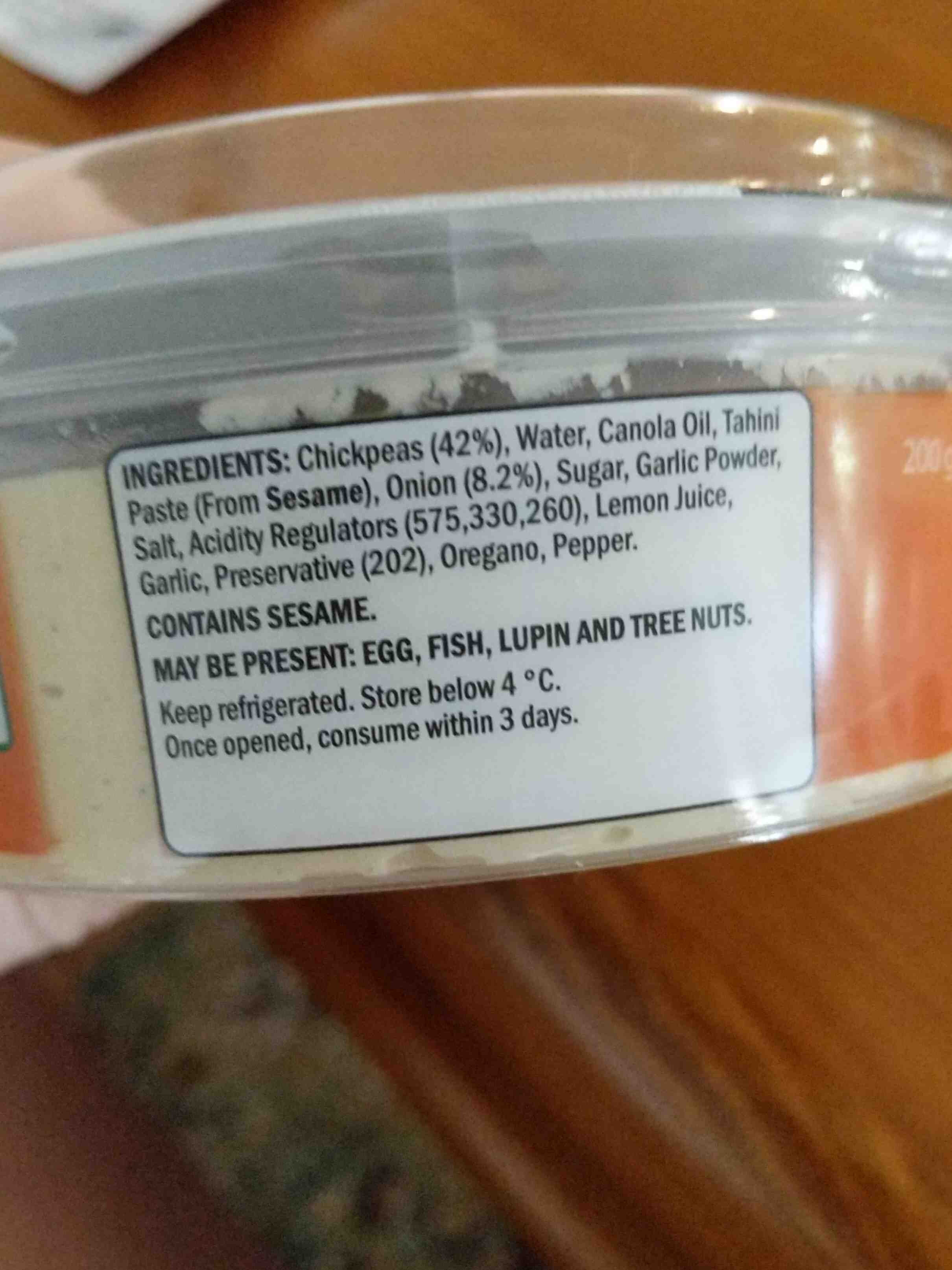 caramelised Onion Hommus - Ingredients