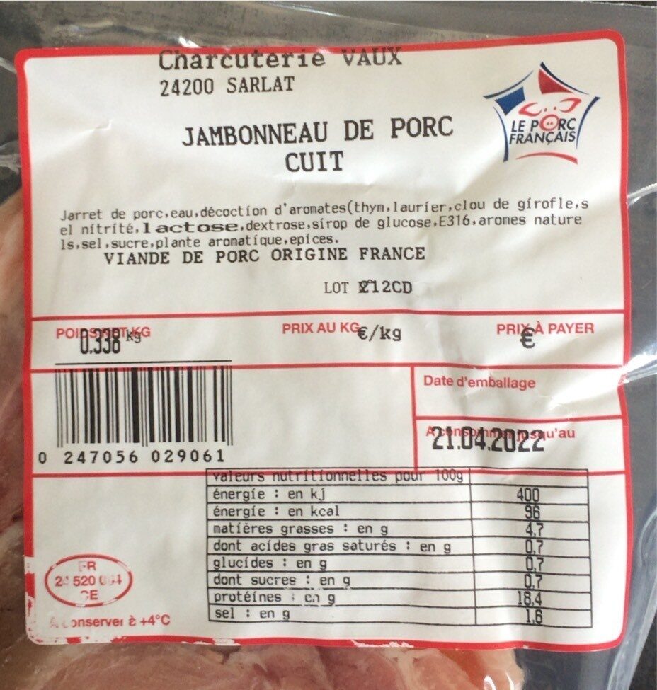 Jambonneau de porc cuit - Product - fr