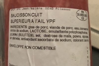 Saucisson cuit à l'ail - Ingredients - fr