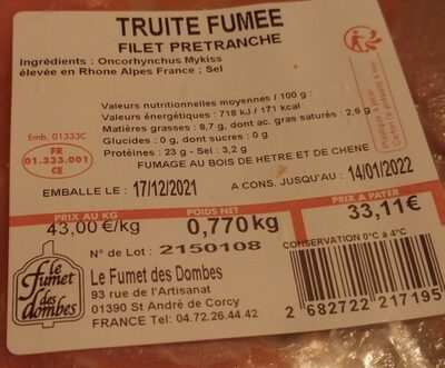 Truite fumee - Nutrition facts