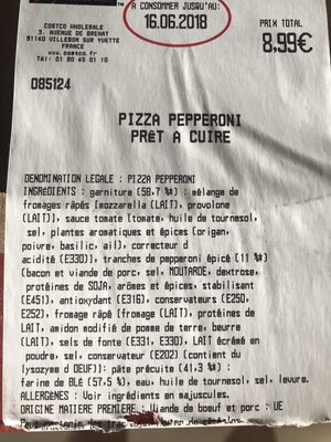 Pizza  Pepperoni  prêt à cuire - Ingrédients