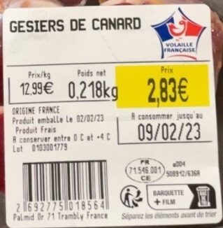 Gesiers de Canard - Ingrediënten - fr