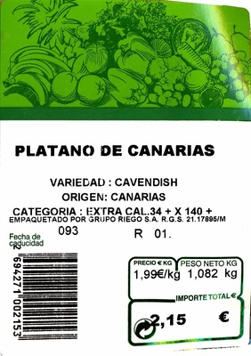 Plátano de Canarias - Ingredients