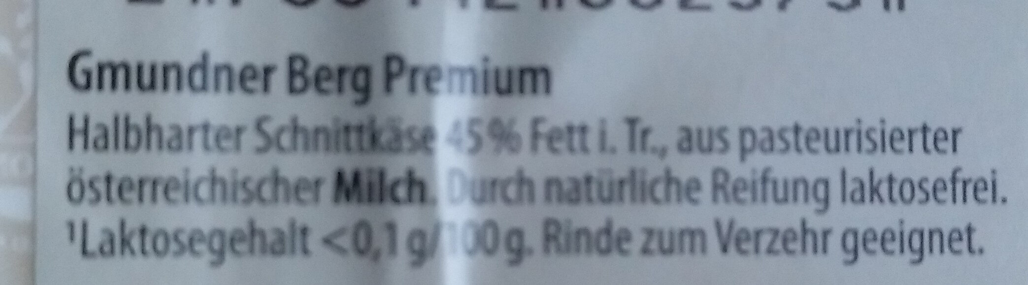 Gmundner Berg Premium - Ingredients - de