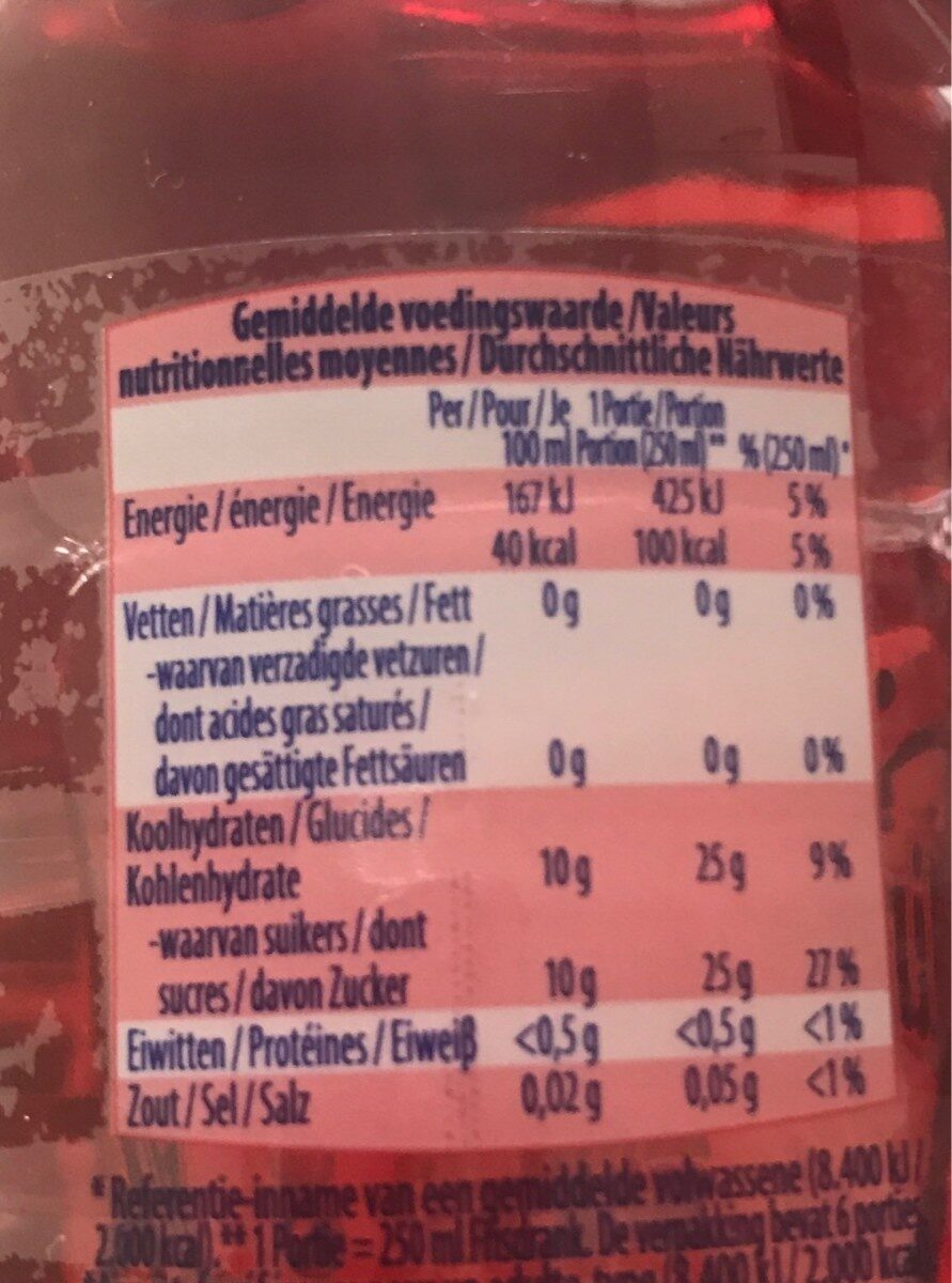 Limonade grenadine - Voedingswaarden - fr