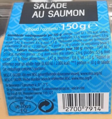Salade au saumon - Tableau nutritionnel