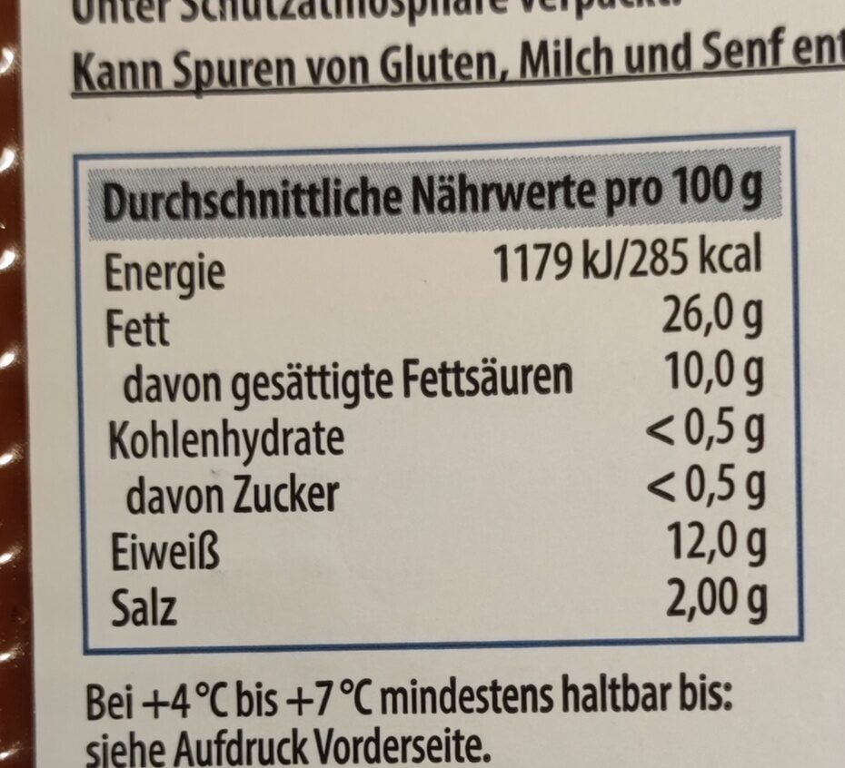Wiener Würstchen - Nährwertangaben