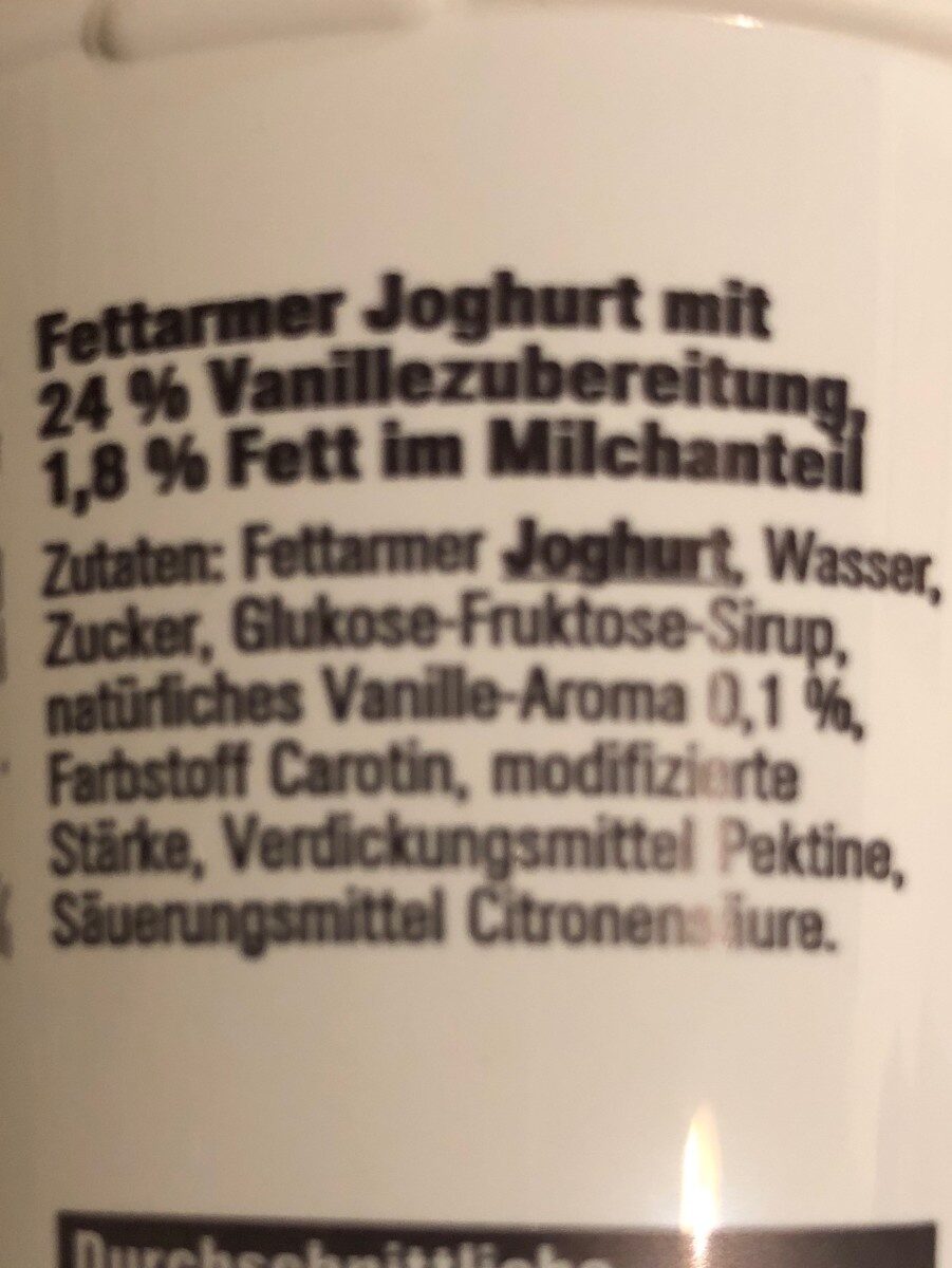 Fettarmer Joghurt Vanille - Ingredienser - de