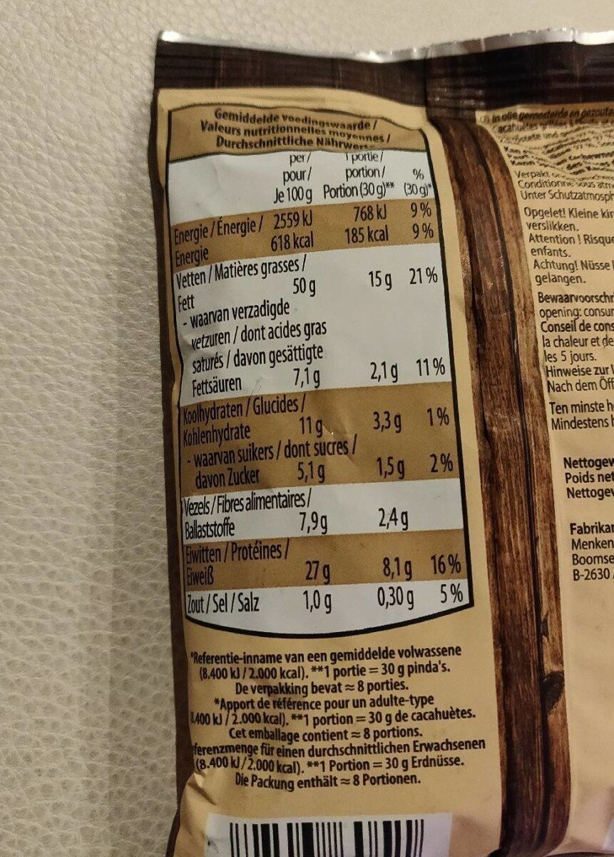 Peanuts - Nutrition facts - fr