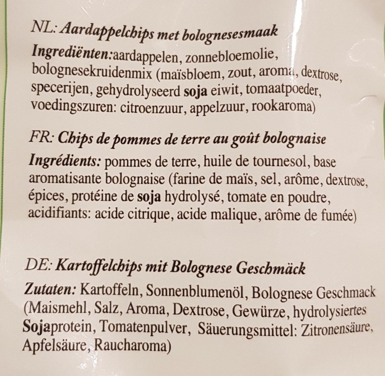 Chips bolognaise - Ingrédients