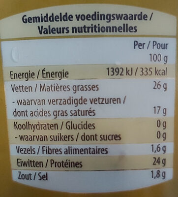 Gouda moutarde et Fénugrec - Tableau nutritionnel