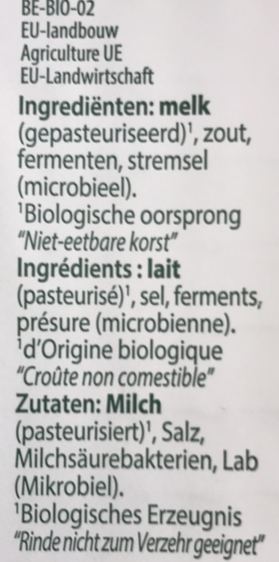 Maasdam Organic 28% - Ingrédients