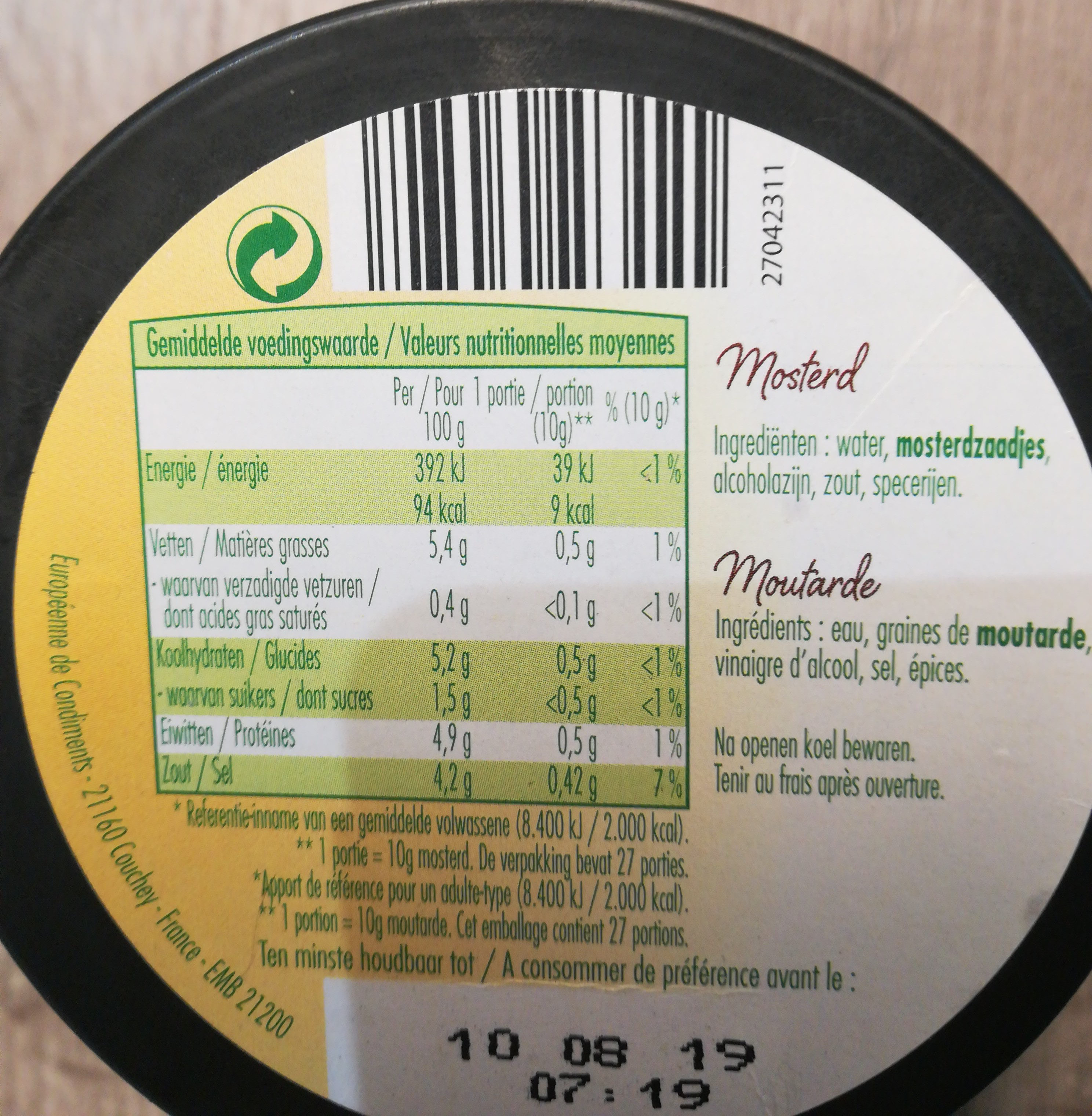 Moutarde à l'ancienne - Nährwertangaben - fr