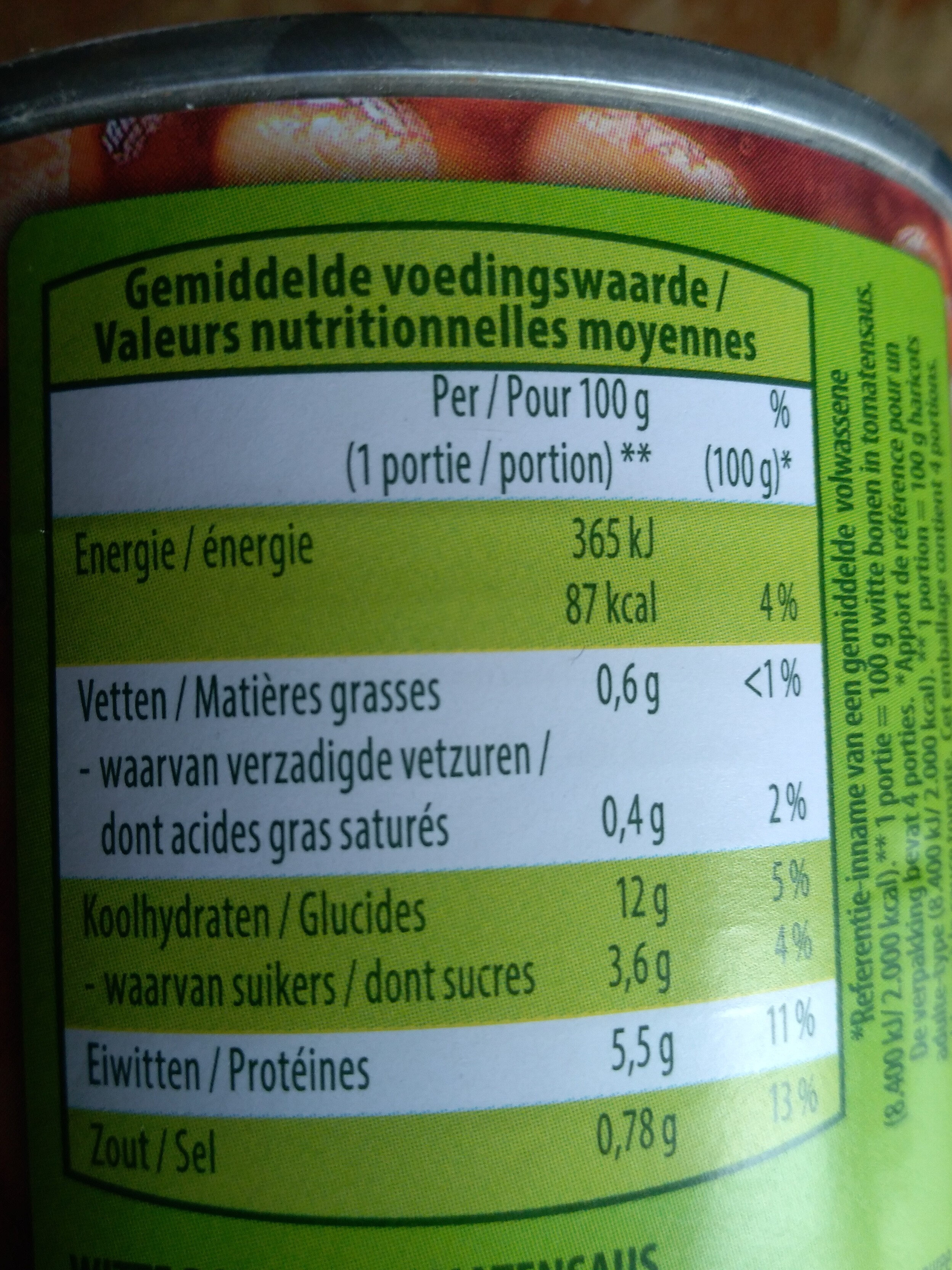 Haricots blancs sauce tomate - Nährwertangaben - fr