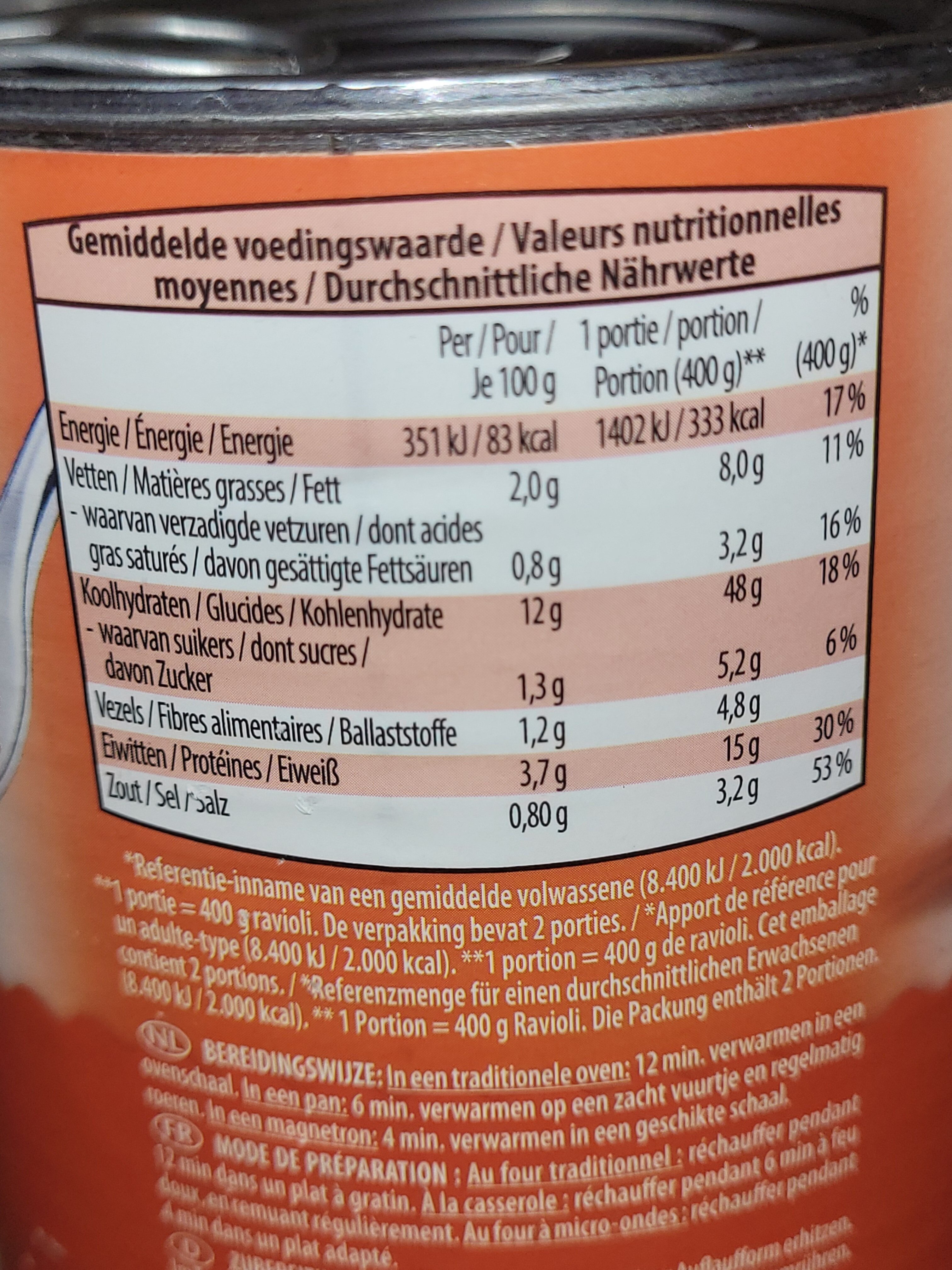 Rindfleisch-Ravioli - Nutrition facts - de