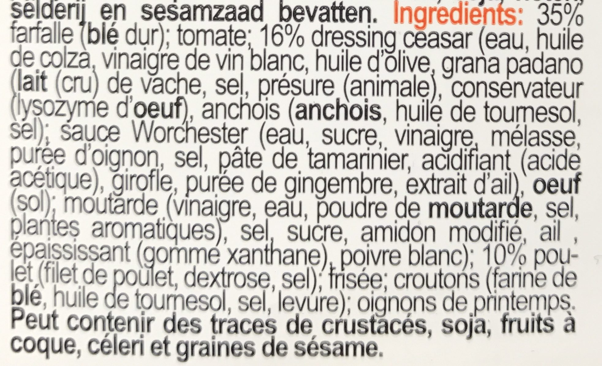 Salade césar - Ingrediënten - fr