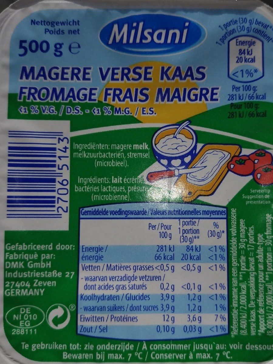 Fromage Frais Maigre - Ingrédients